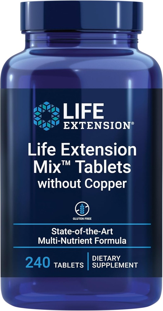 Life Extension Mix™ Tablets Without Copper, high Potency, Advanced Vitamin, Mineral, Fruit & Vegetable Formula, Vitamin B, C, D, E, for Whole-Body Health, Healthy Aging, Gluten-Free, 240 Tablets 2