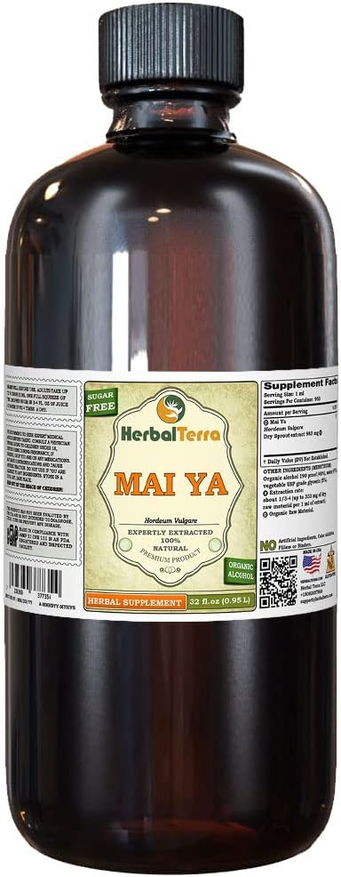 Mai Ya, Barley (Hordeum Vulgare) Tincure,有机干燥的芽果液体提取物(Brand name:Herbalterra, Proudly Making in USA) 32 fl.oz (0.95 l) (中文(简体) ).