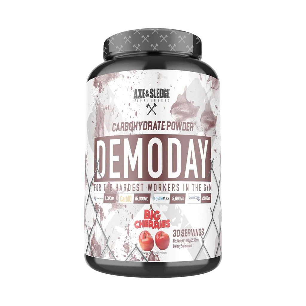 Axe & Sledge 补充 Demo Day 内部工作 碳水化合物粉末,配有 Cluster Dexterin, Carb10, Hydromax, & Palatinose, 增强性能和泵, 30种服务(大樱桃)