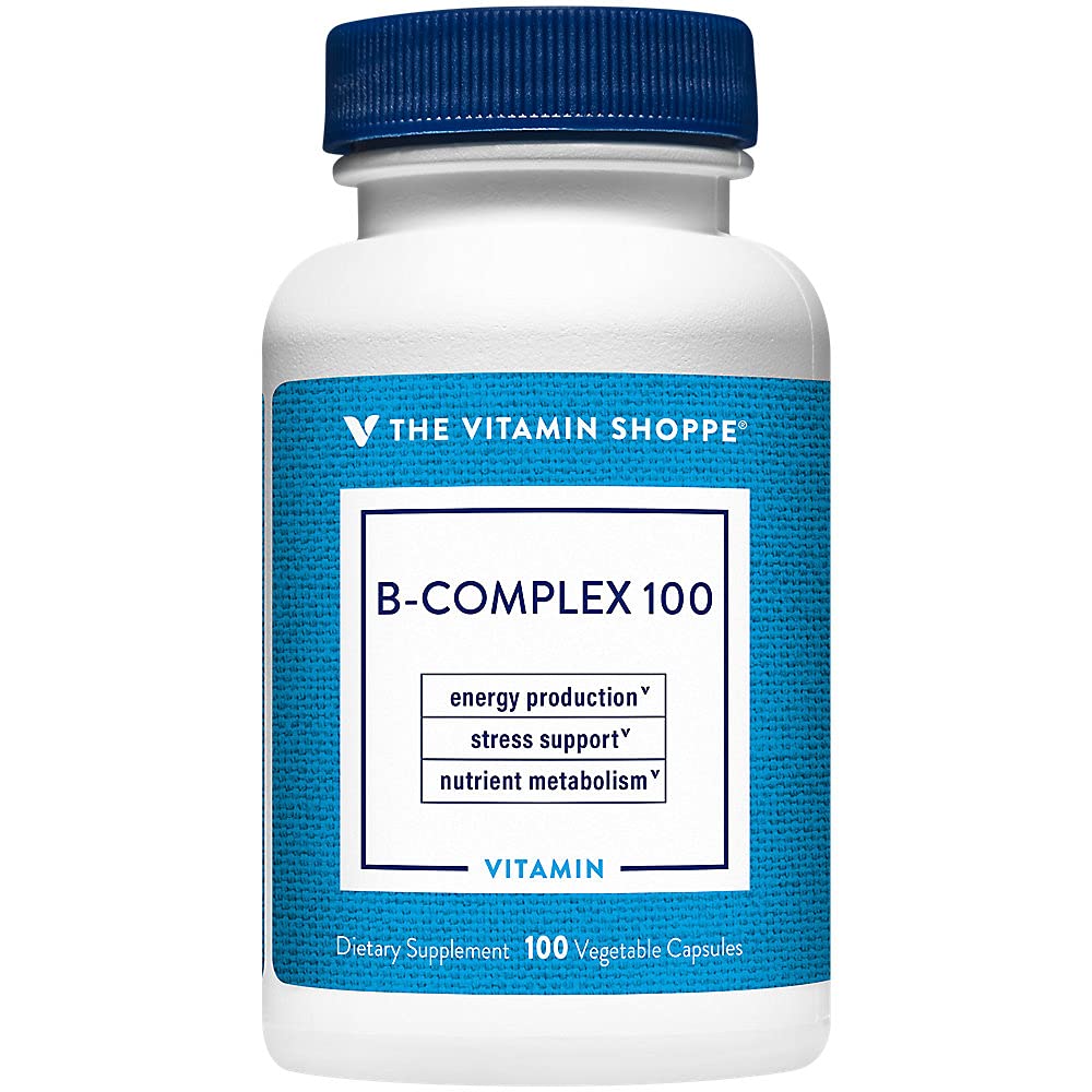The Vitamin Shoppe Vitamin B-Complex Supplement, High-Potency B Vitamins for Energy Production, Stress Support & Nutrient Metabolism, Gluten Free, 100 Vegetable Capsules