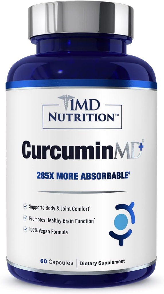 1MD 营养CurcuminMD Plus - 与Boswellia Serrata的Turmeric Curcumin - 285x 更多可吸性 QQ 联合坚硬,肌肉复苏,和Mood支持 QX 60 Capsules