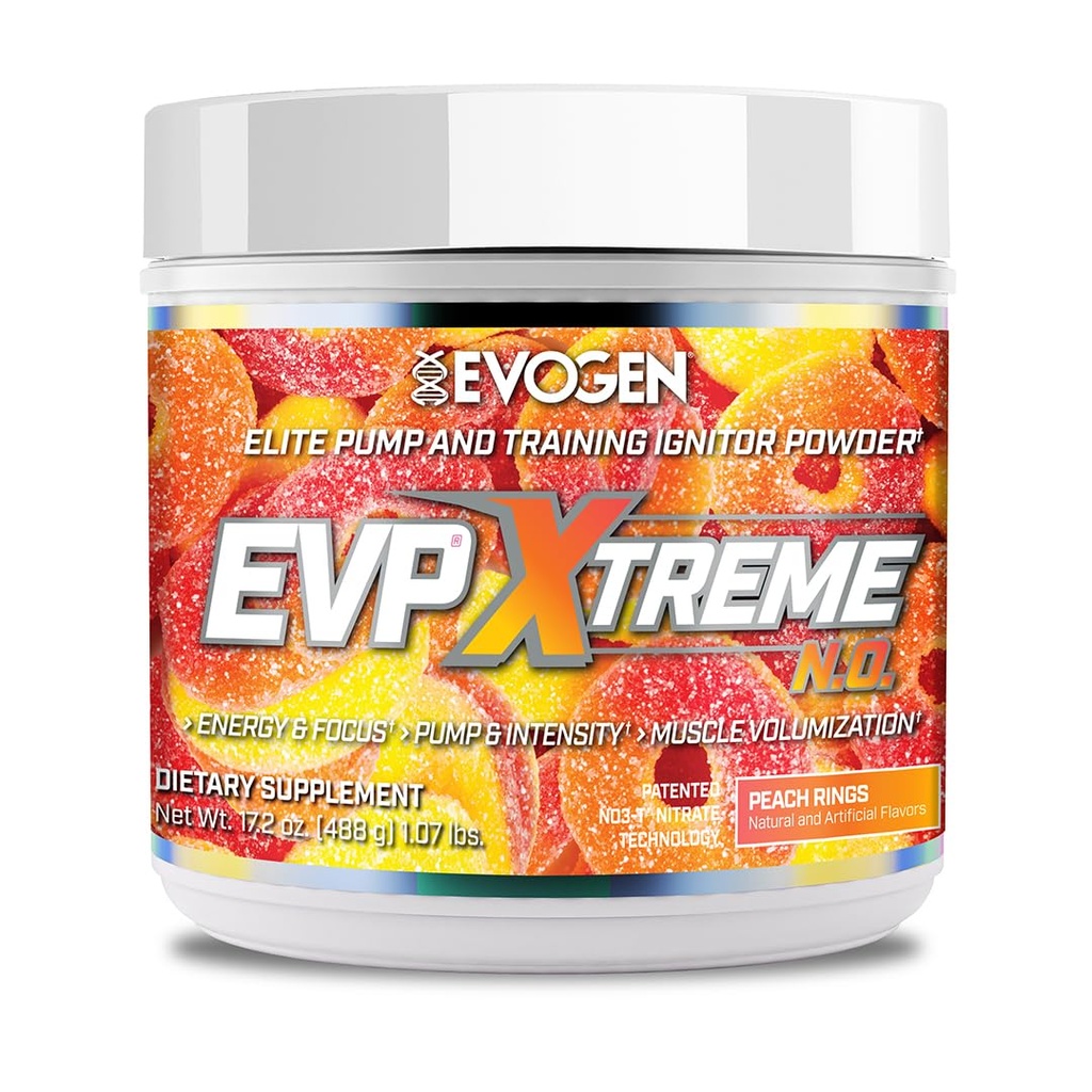 Evogen EVP Xtreme NO - 男女预研粉 QQ 无糖预研 与Beta Alanine, Creatine, 和咖啡因能源与泵 QQ桃环 QQ 40 服务