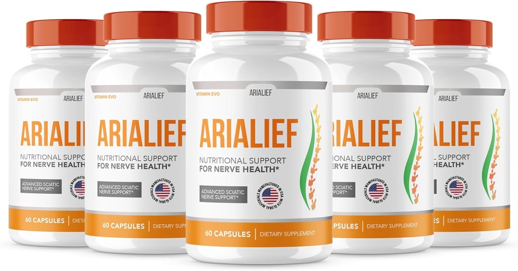 (5 PACK) Arialief Sciatica Nerve Support, Arialeaf 高级 Nerve Health, Arialeaf Prime Palm Sciatica, Aria Leaf Primepalm Aria Lief, Nerve Relief Super Sciatic Soothing (300 Capsules).