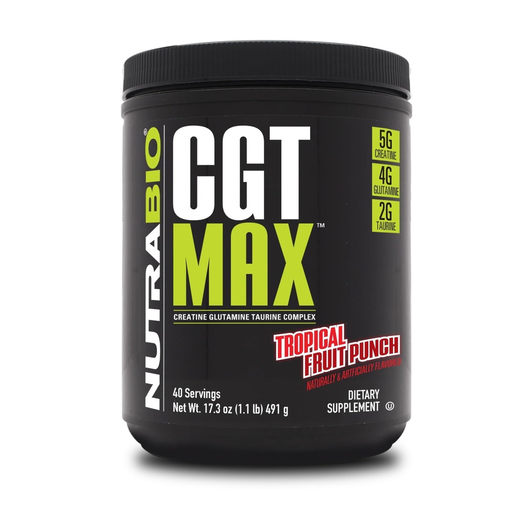 NutraBio CGT-MAX 粉末 - Creatine, Glutamine和陶林支持肌肉恢复和强力 - 40 服务 - 热带水果扑克...