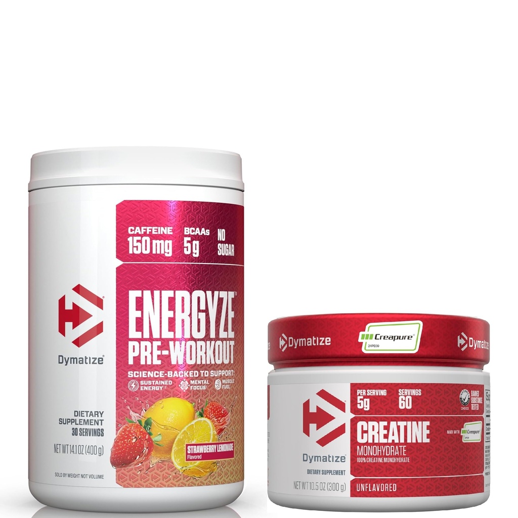 Dymatize Energyze Pre Workout Powder 和 Creatine 单水合物 Combo 用于培训和恢复