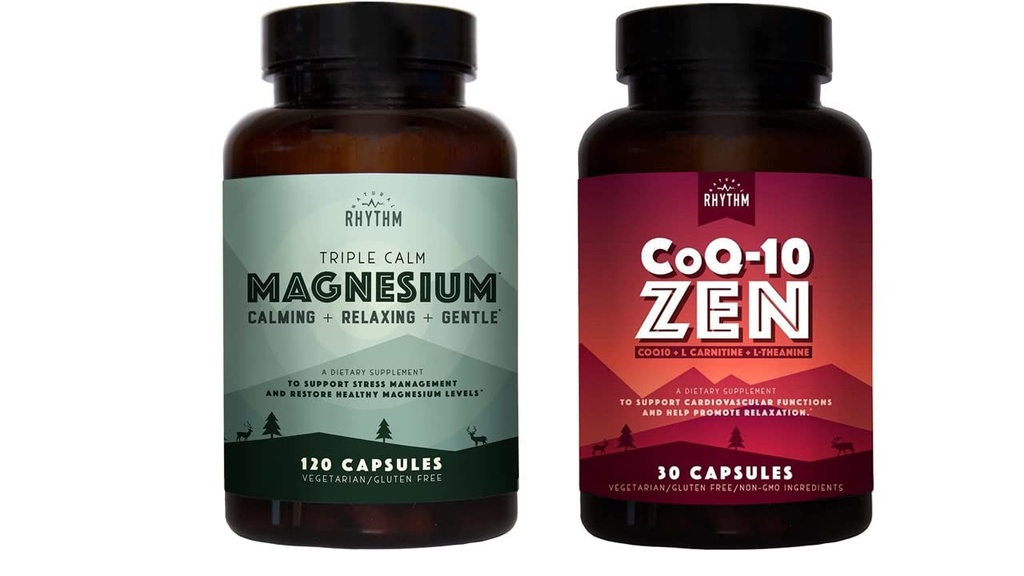 Natural Rhythm Cardio Calm Bundle - Triple Calm Magnesium 150mg, 120 Capsules + CoQ10-ZEN (Coenzyme Q10 + L-Carnitine + L-Theanine), 30 Capsules