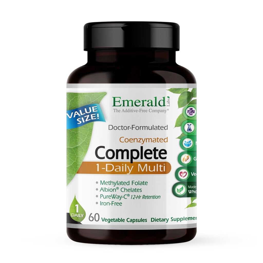 EMERALD LABS 完成 1-Daily 多维基 - 完整的多维素 供有维生素C、甲基福拉特、全食品混合剂和更多用于免疫支持、骨质健康及更多* - 60个蔬菜罐头