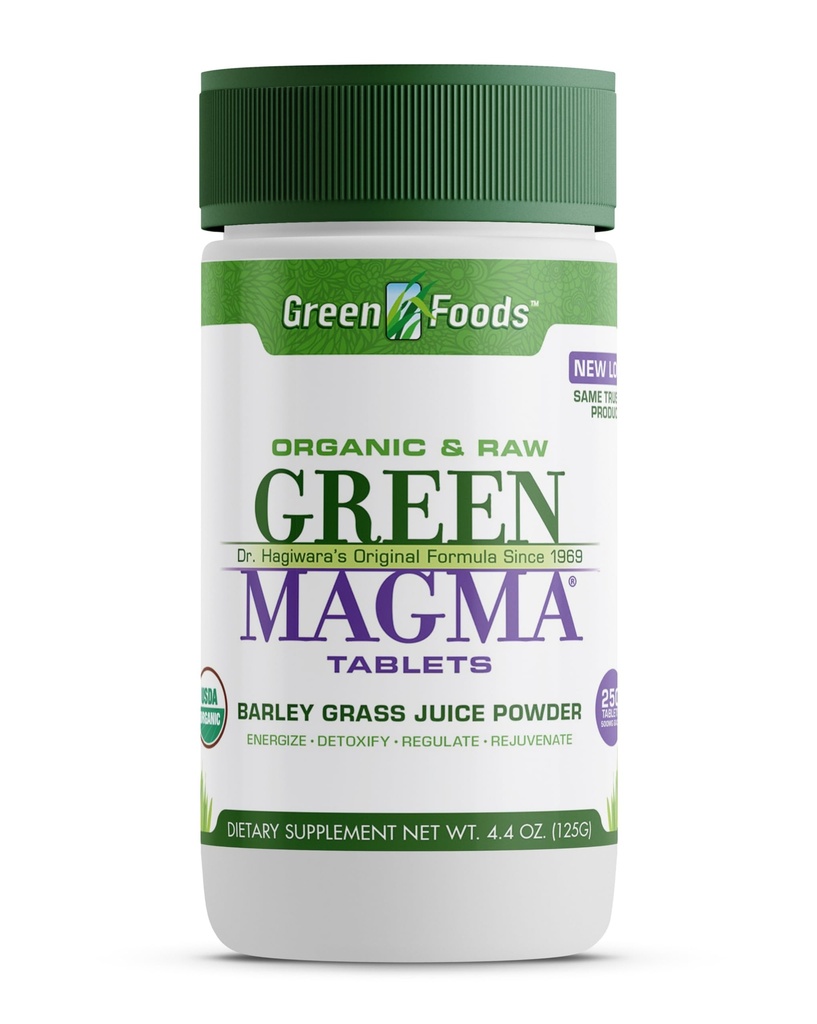 绿色食品 原绿色Magma Barley草营养补充,250平板(500mg Ea) 认证有机物