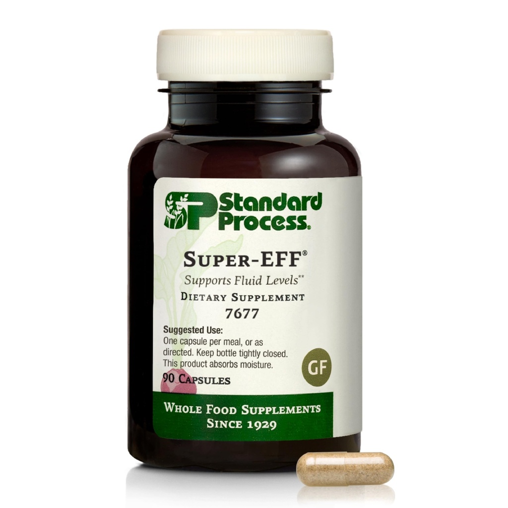 Standard Process Super-EFF - Fluid Level Dietary Supplement - Supports Healthy Energy Levels - Non-Dairy, Non-Soy & Non-Grain - 90 Capsules (90 Servings)