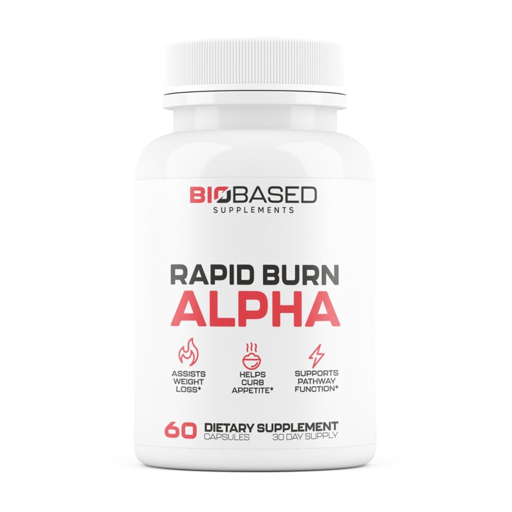 Rapid Burn Alpha - Fat Burner for Men - Supports Healthy Pathways Associated with GLP-1 Activity - Supports Appetite Control, Energy Booster, Helps Increase Metabolism & Fat Loss - 60 Unisex Capsules