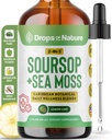 Soursop 与海蚊液体补充剂 – 更集中的Than Sea Moss Gel – 易与饮料混合 – Soursop 位点液体滴液用于水分和免疫支持(Lemon Lime, 60mL)