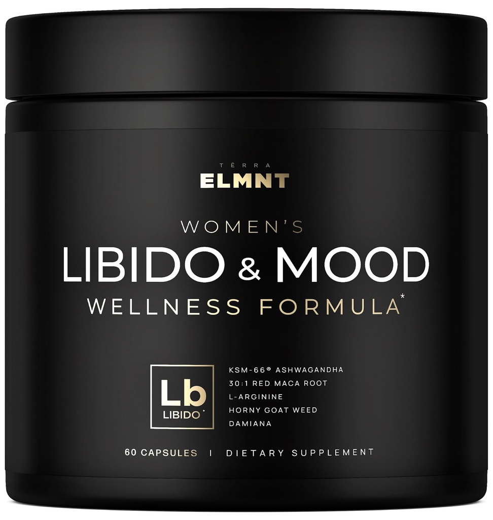 High Potency Libido Support for Women w. 30x Strength Red Maca Root, KSM66® Ashwagandha, Horny Goat Weed & Damiana -100% Pure Maca Peruana Red Maca Root for Women Aphrodisiac & Testosterone Booster