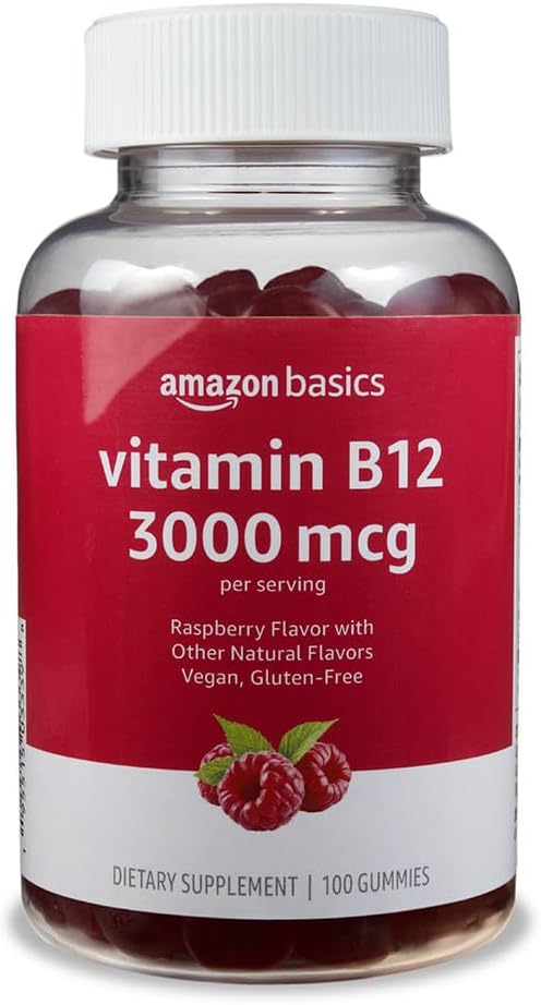 基本维生素B12 3000 mcg Gummys, 正常的能源生产和代谢, Immune系统支持, Raspberry, 200 Counts (2包100), 每服务2