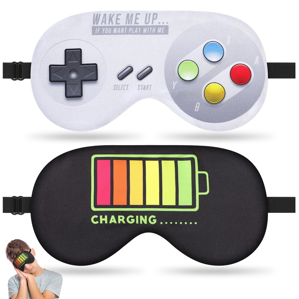 2 Pcs Sleep Eye Mask, Guys Blackout Sleeping Mask for Kids Adult Children's Travel Eye Mask Eye Cover Blindfold for Game
