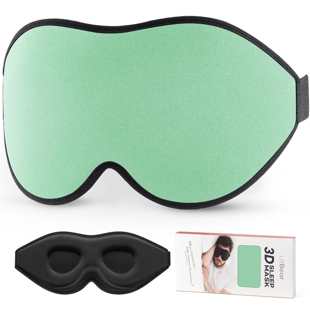 LitBear Sleep Mask for Side Sleeper Women Men, Eye Mask for Sleeping