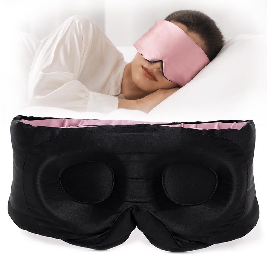 SilkSilky 22 Momme Mulberry Silk Sleep Mask for Side Sleepers, Pale Mauve
