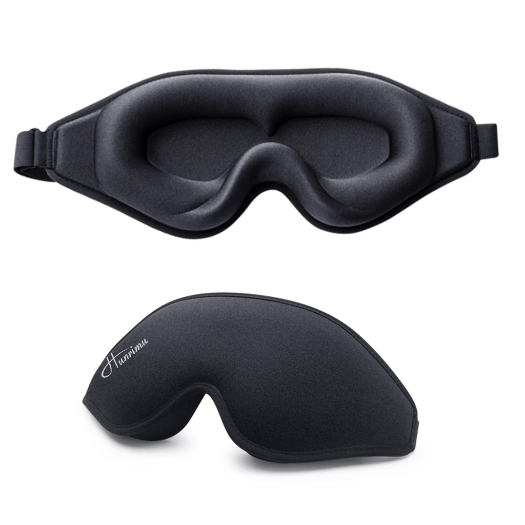 Sleep Eye Mask for Women Men, Soft and Comfortable Night Eye Mask for Sleeping, 3D Blockout Eye Cover for Travel, Blindfold with Adjustable Strap (Black)