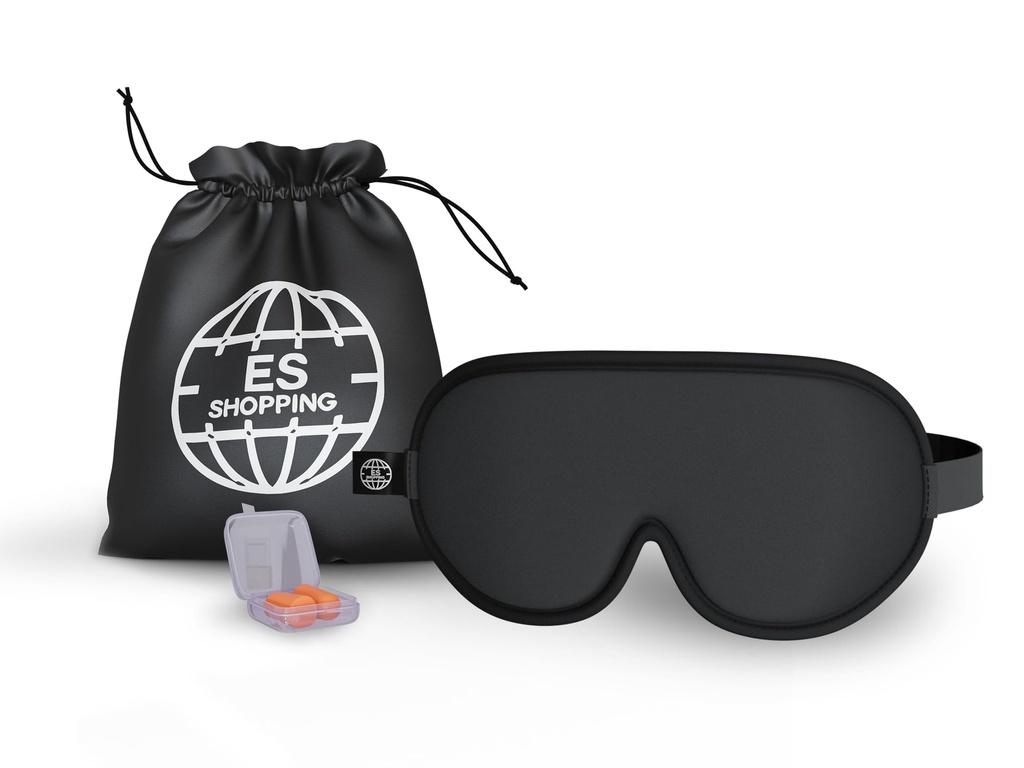 3D Sleep Mask -100% Blackout Sleep Mask, Memory Foam & Soft Cotton, Adjustable Headband, Ergonomic Design - Includes Soft Earplugs for Noise Reduction - Ideal for Travel & Restful Sleep