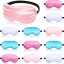 BBTO 12 Pcs Silk Sleep Mask Bulk Satin Sleep Eye Mask with Adjustable Strap Soft and Smooth Eye Cover for Sleeping Sleepover Blocking Out Lights Blindfold for Women Men