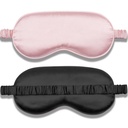 Amrules 2 Pack Silk Sleep Mask Set Adjustable, Blush Pink & Black