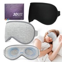 3D Sleep Mask for Men Women 2 Pack, Blackout Eye Mask for Sleeping Eye Mask for Side Sleeper, Memory Foam Adjustable&Washable, Airplane Travel Essentials Couples Yoga Meditation Office Black & Gray
