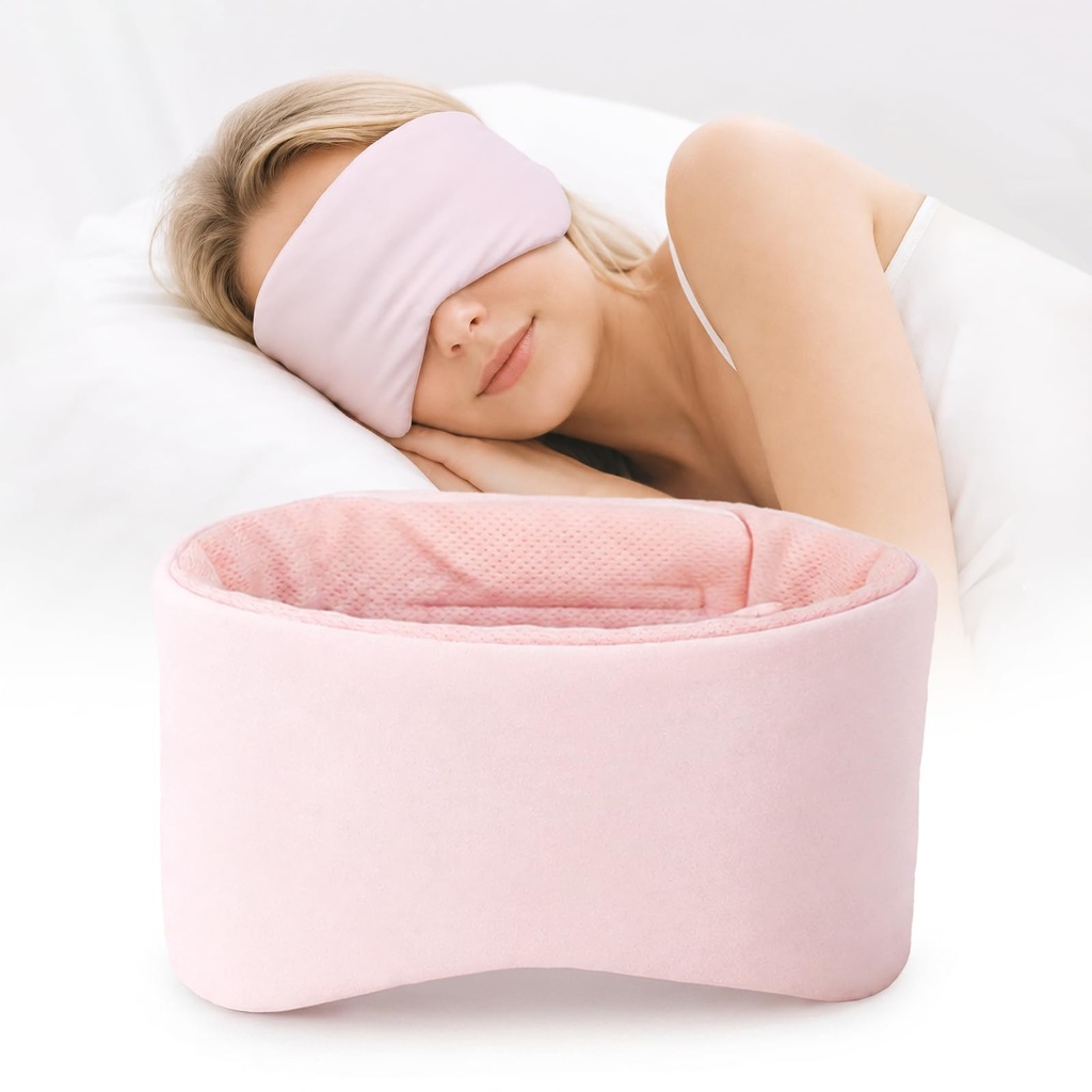 Sleep Mask for Women Men, Reversible Eye Mask Sleeping with Cozy & Cooling Sides, Adjustable Velcro Band, Blackout Face-Hugging Padded Eye Cover for Sleeping Travel Office, Pink