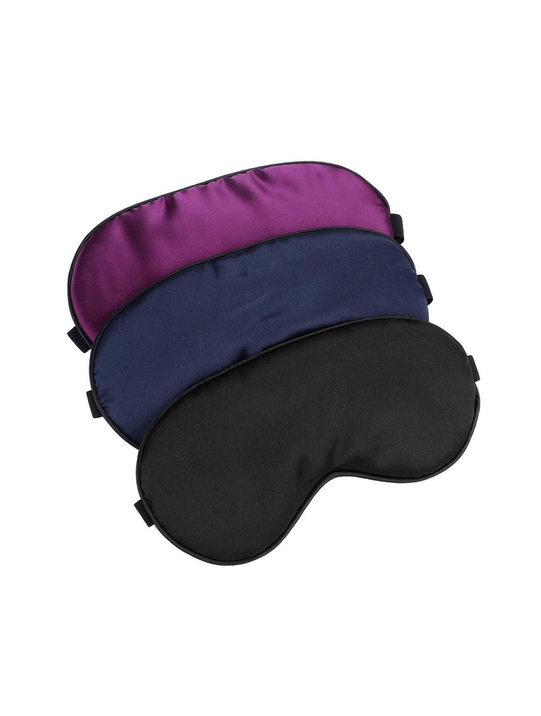 Silk-Sleep-Mask Eye-Mask Eye-Cover Eyeshade - 100% Silk Soft Adjustable Strip(Black+Dark Blue+Purple)