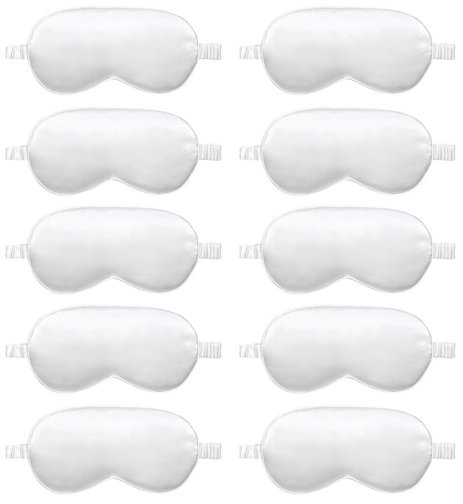10 Pack Sleep Mask,Silk Eye Mask,for Night Sleeping,Office, Travel,Party Games,Suitablefor Men/Women (White)