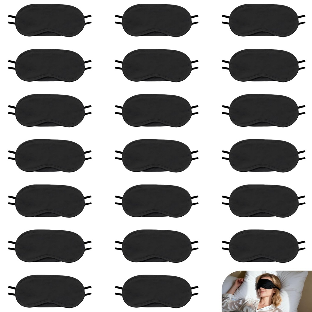 20-Pack Blindfold Sleep Mask Bulk, Eye Covers for Sleeping