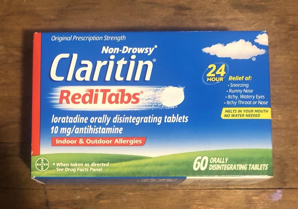 Claritin RediTabs 24小时过敏药、非昏睡过敏药、Loratadine抗希斯坦胺药片、60个计数