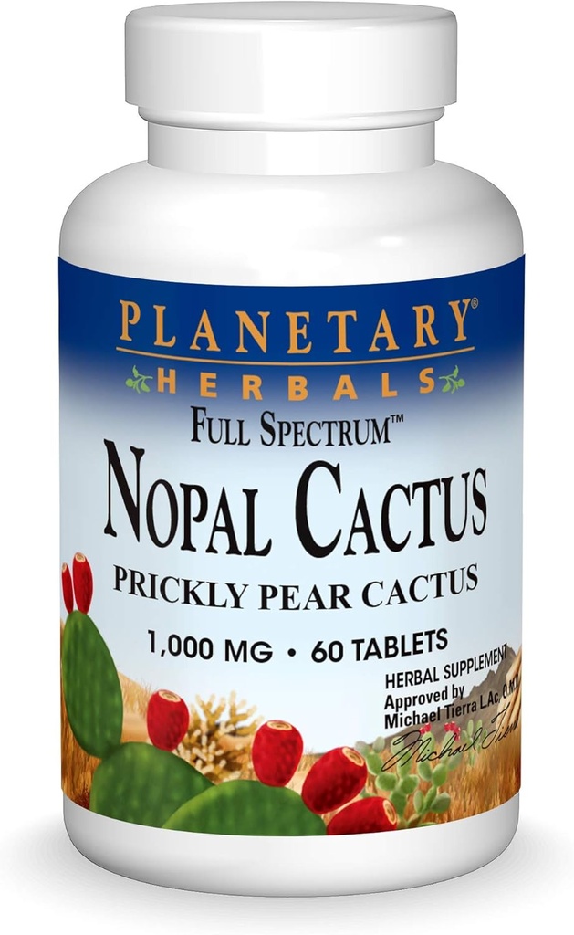 行星草本植物全谱 Nopal Cactus 1000mg Prickly Pear Cactus 抗氧化剂 - 100% 天然 - 60片