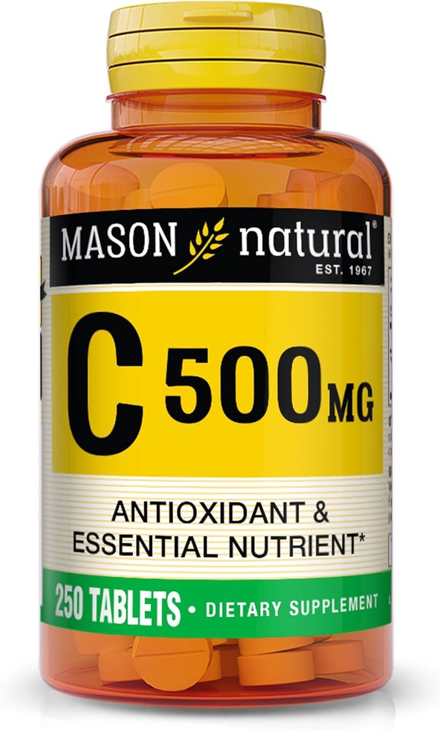 MASON 天然维生素C 500毫克 -- -- 支持健康免疫系统、抗氧化剂和基本营养剂,250片