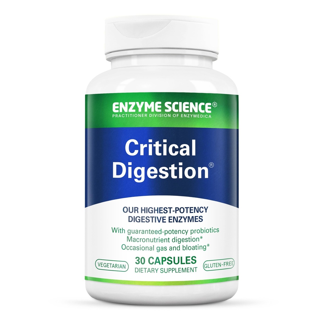 Enzyme Science Critical Digestion - Digestive Enzyme Supplement for Women & Men, Probiotic Blend for Digestive & Gut Health Support, Helps Gas & Bloating, Gluten Free, Maximum Strength - 30 Capsules