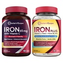 医生的配料 铁 65 mg & Iron Plus Bundle,健康铁水平和血液支持,铁片 60 cm & Iron Capsules 60 cm