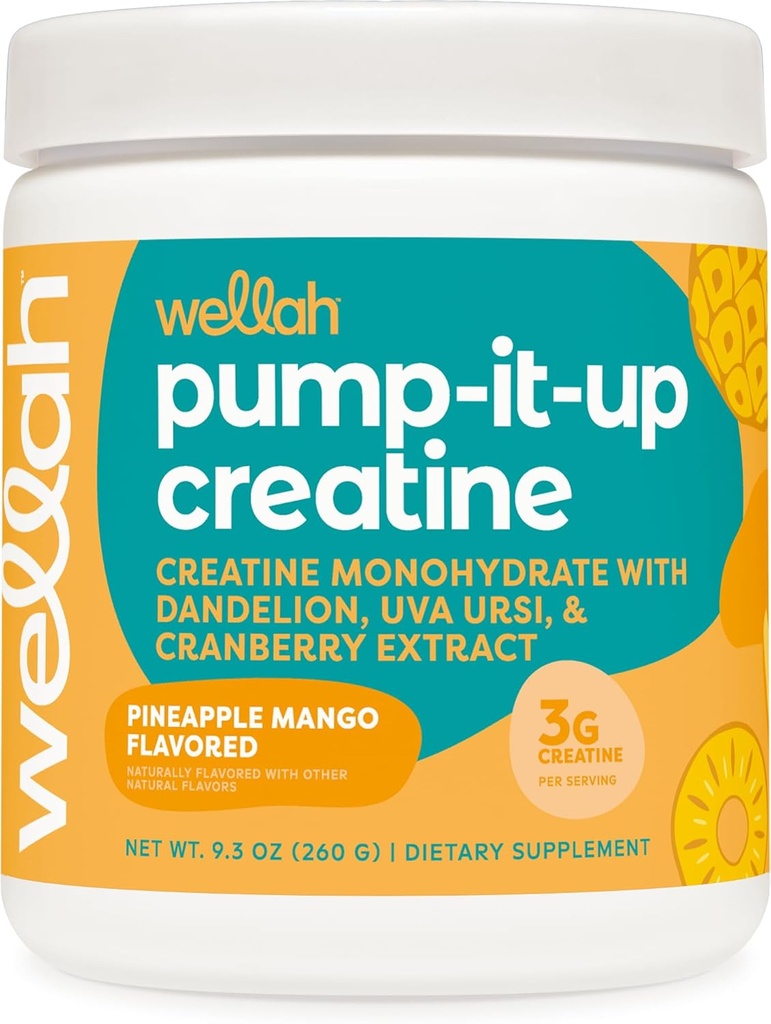 Wellah Creatine for Women (50 services, Pineapple Mango) - 配有丹德利翁和Cranberry提取物的克里丁单水合物