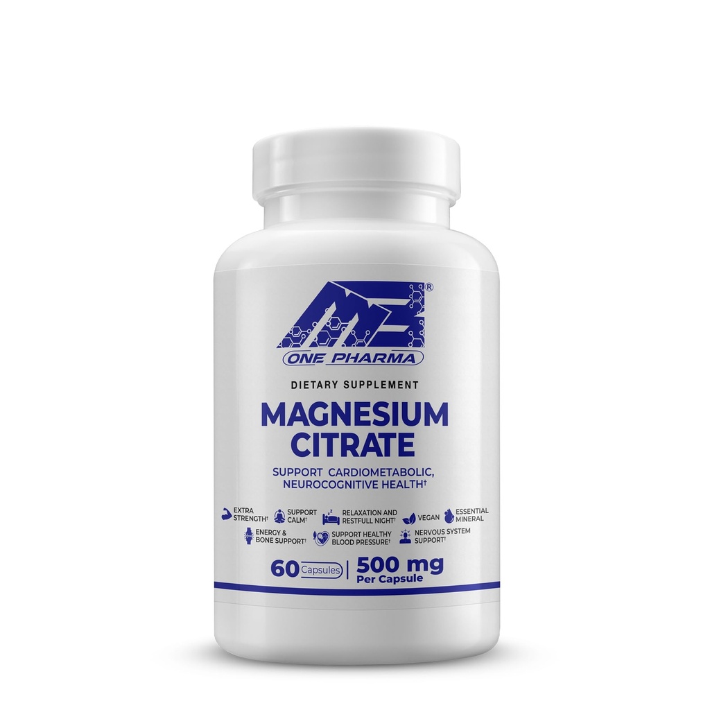 MB One Magnesium Citrate 500mg - Highly Absorption Formula for Muscle, Nerve, Sleep & Bone Support - Vegan, Non-GMO - Digestive & Heart Health - 60 Caps - 60 Day Supply