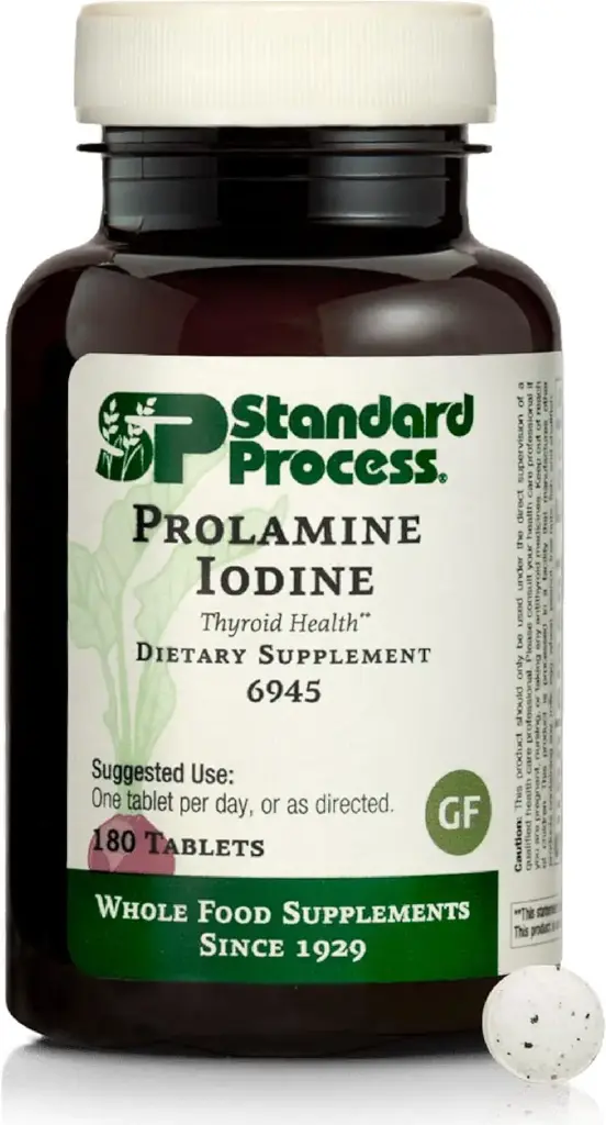 标准工艺 - Prolamine碘 - 支持健康碘水平,健康甲状腺功能,钙,碘,葡萄糖自由与蔬菜 - 180片