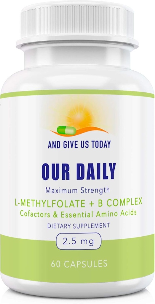 我们的每日Vites L-Methylfolate B 复合物和基本氨基酸(2.5mg) - 活性Folate,甲基化B12 Methycobalamin,B6和Glycine - 60 Counter