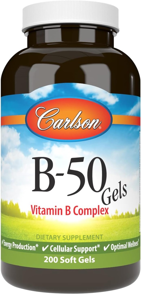 Carlson - B-50 Gels,维生素B 复合体,能源生产,细胞支持和最佳井,200软胶