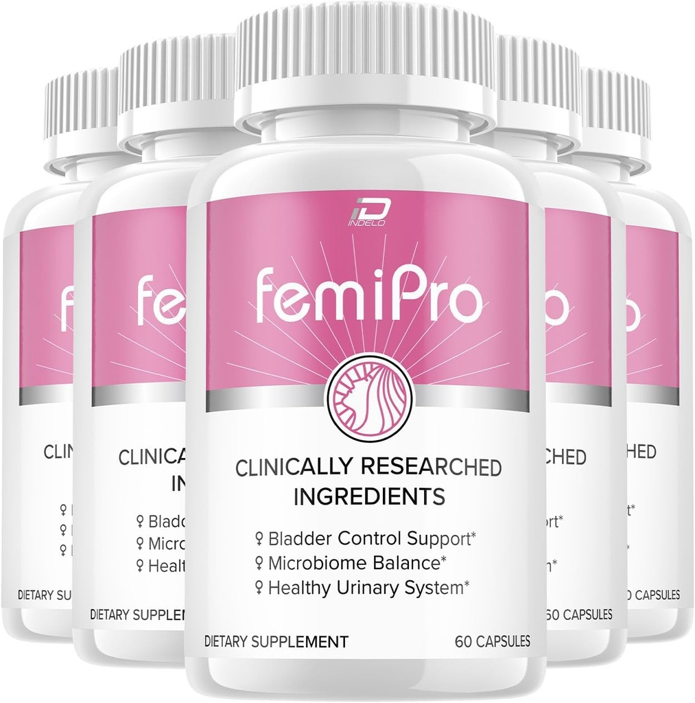 FemiPro Supplement - Probiotic Femi Pro Pills, FemiPro 24 Hour Support Microbiome Probiotic Urinary Control Health, Femie Pro Reviews (5 Pack - 300 Capsules)