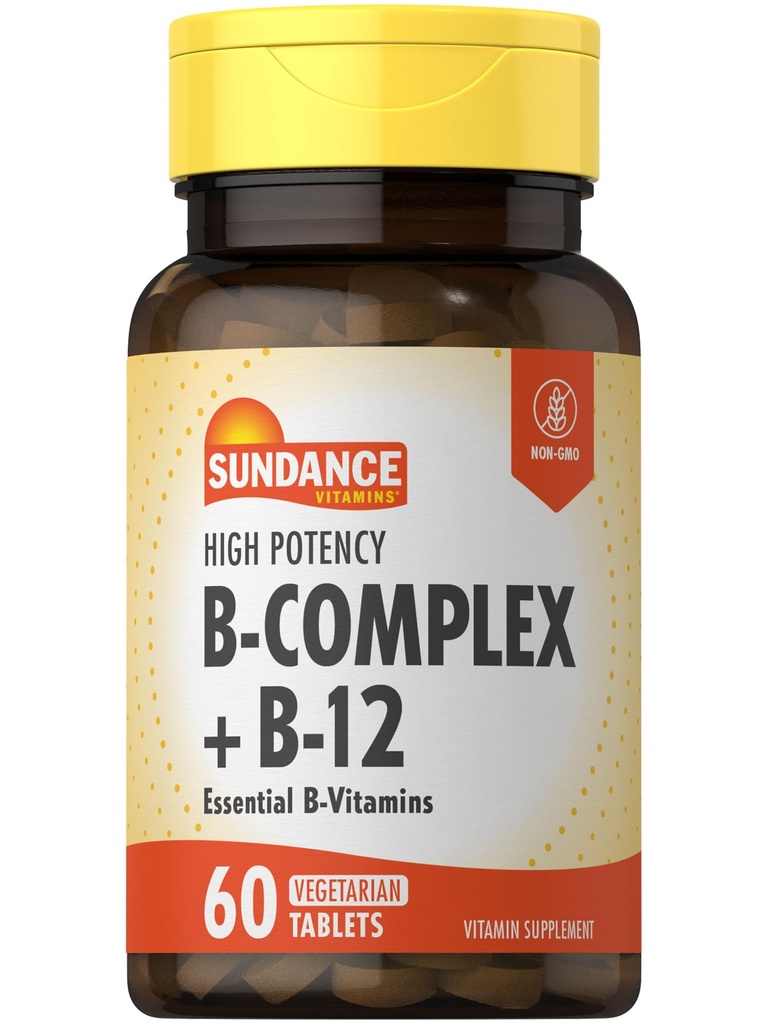Sundance Vitamin B-Complex 与 B-12 与 60 张平板 – 高概率 – 蔬菜,非GMO 和 Gluten 免费补充