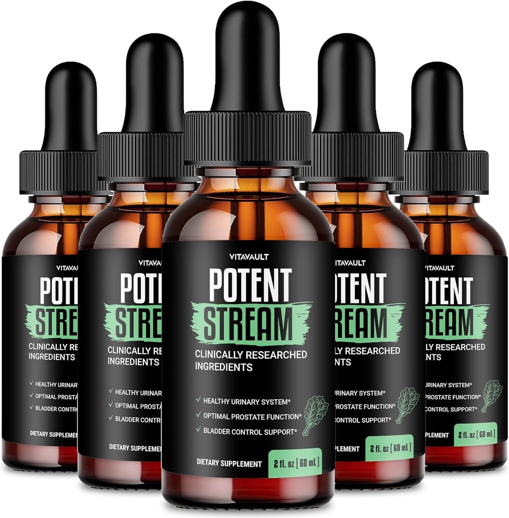 Potent Stream Drops Prostate Supplements for Men PotentStream Prostate Health Supplements for Men Potent Stream Drops - Maximum Strength with Shilajit and MCT Oil, PotentStream Drops Reviews (5 Pack)