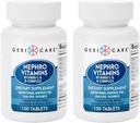 GeriCare Nephro Vitamin C & B Complex Tablets, 100 Counter – 每日肾脏健康与能源支持,Immune System boost,抗氧化剂保护和代谢支持(Pack of 2)