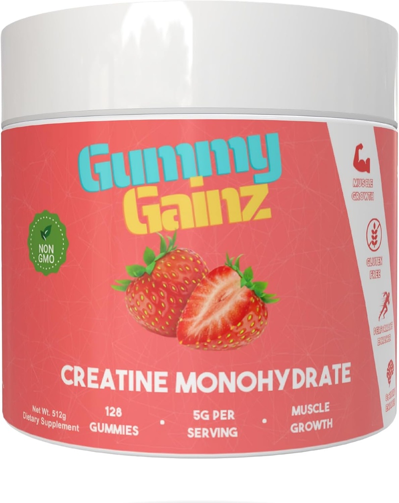 Creatine Monohdrate Gummys 肌肉强力构建器 更快的恢复 5000mg 男女助力能量预选选集