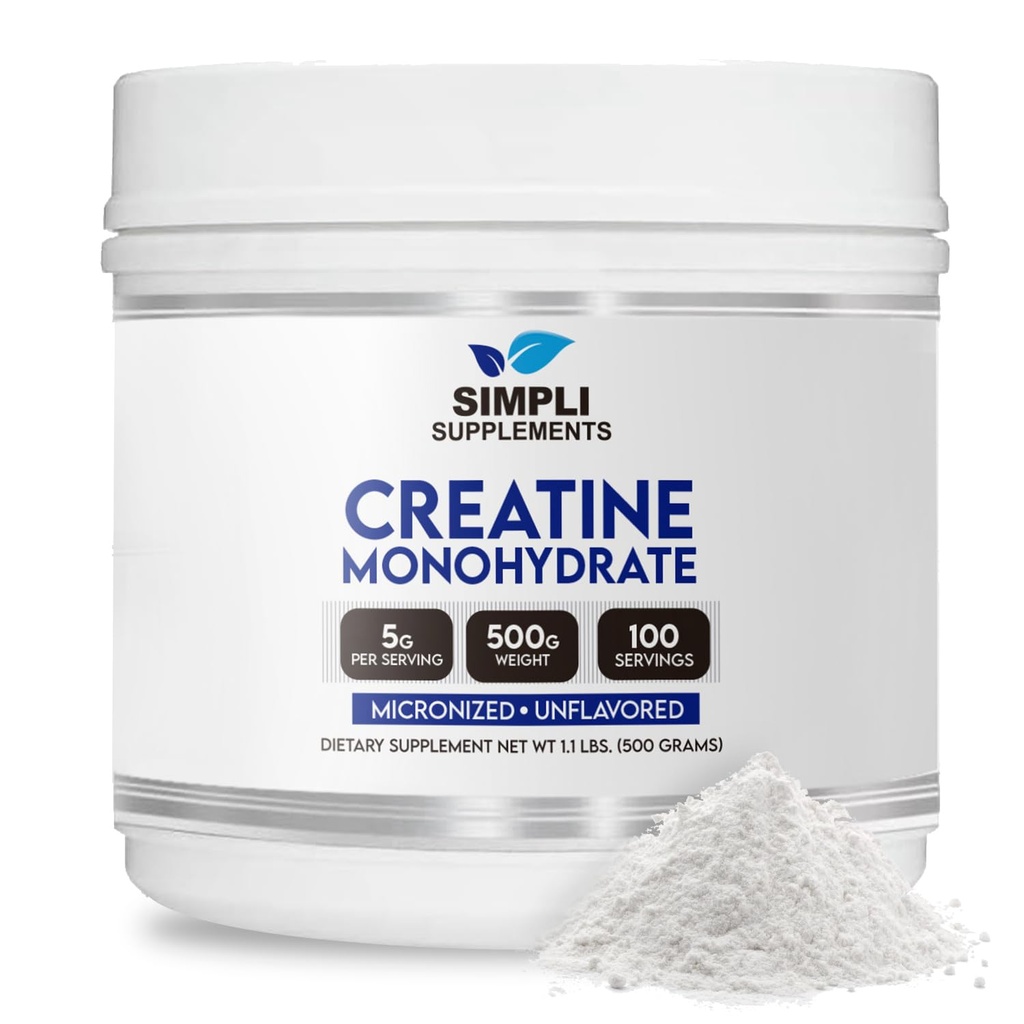 Premium Creatine Monohydrate Powder 500g – 男女最佳Creatine – 肌肉建筑与恢复的无味Creatine营养补充 – Non-GMO & Vegan-Friendly – 内部 Scooper