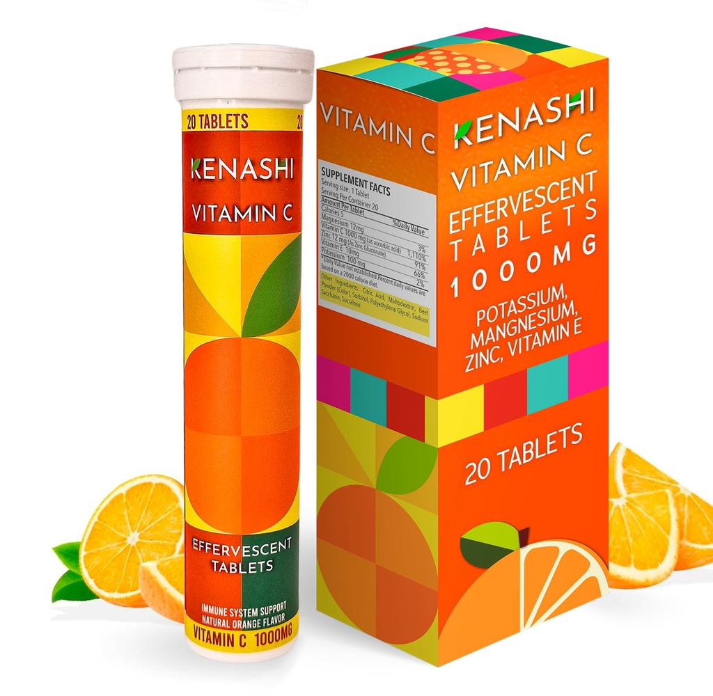 维生素C 1000 mg Effervescent 片 维生素,配有锌钾 镁 E 维生素Vitamina C Efervescente para Armato Zinc和维生素C 20 片
