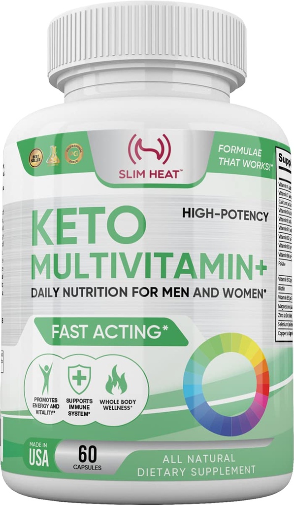 Keto Multivitamin for Women and Men - 35 Potent,纯原料 - 维生素C,维生素D,维生素A,维生素E和用于免疫支持的锌 - 非转基因生物,无糖,无糖,全部天然 - 30天