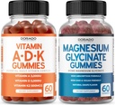 ADK Gummys 维生素 D3 K2(60 count) 配有 D & K-10 Vegan 补充 Raspberry Flavor - Glycnit镁 (60 count) - Glycnit Gummys for 成人 - 非 GMO, Vegan & Made in USA
