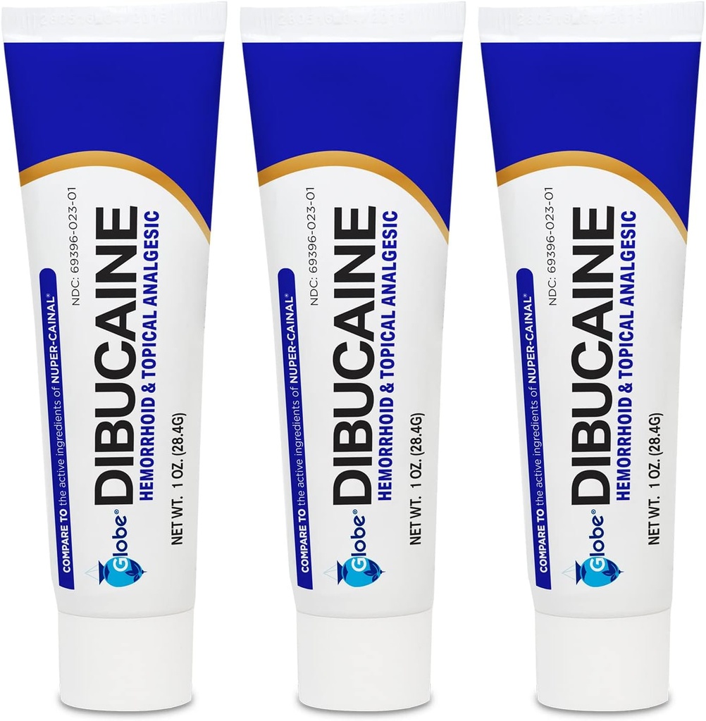 (3 Pack) 环球Dibucaine 1% 痔疮治疗膏 - 1 Oz Rapid Numbing Relief, 异痒和烧伤的痔疮治疗
