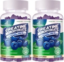 Creatine Monohydrate Gummys Complex for Men and Women - Advanced Formula W/L-Taurine + Vitamin B12, 糖无嚼补充,180 蓝莓Gummys 2 pack